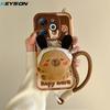 KEYSION Cute 3D Cartoon Plush Case for Infinix Smart 8 8HD with Lanyard Soft Silicone Shockproof Phone Cover for Infinix Hot 40i