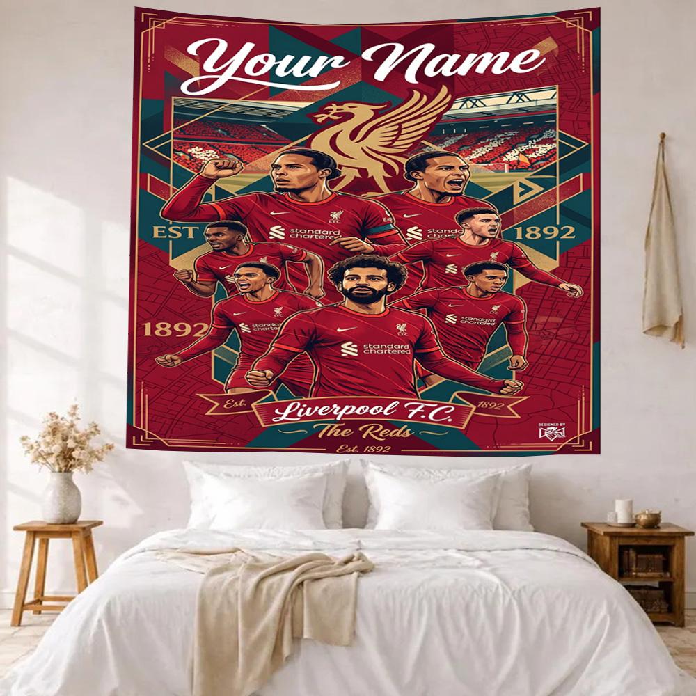 Liverpool Fc Custom Your Name Wall Decor Tapestry Art For Pet Memorial Birthdaywedding Party Backdrop Family Gift