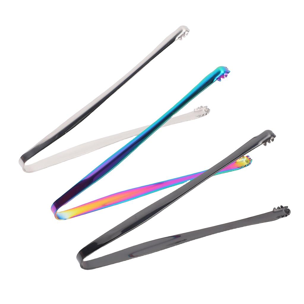 3 Color Set Ice Tongs Stainless Steel Long Handle Dishwasher Safe Ice Cube Tongs for Kitchen Eggs