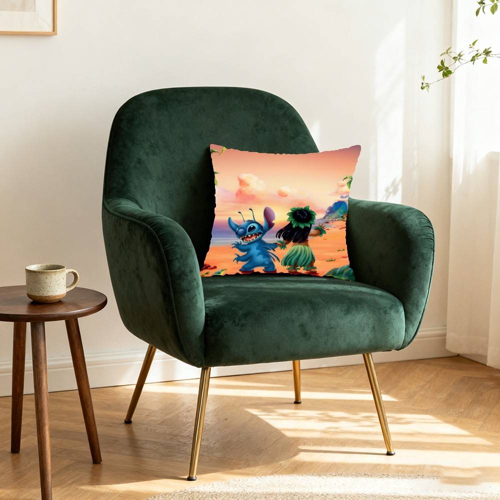 L-Lilo CartoonS-Stitchs Pillow Case Cushion Cover Soft Cute Throw Pillow Case For Car Sofa Pillowcase Polyester With Zipper