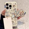 Cute Pure White Graffiti Cat Rocking Stand for IPhone 17 Promax for Apple 15 Phone Case 14