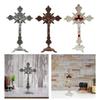 Standing Crucifix Jesus Cross Statue 10 Inches Metal Small Jesus Crucifix for Dining Table Home Decor Altar Prayers Table