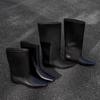 Rindslederversion~ Herbst und Winter neue koreanische Version einfache quadratische Zehe vielseitiges Temperament niedriger Absatz Ritterstiefel Damen Schaft mittelhoher Stiefel