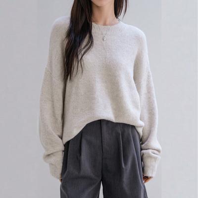 Simple Turtleneck Sweater Round Neck Sweater Solid Color Top
