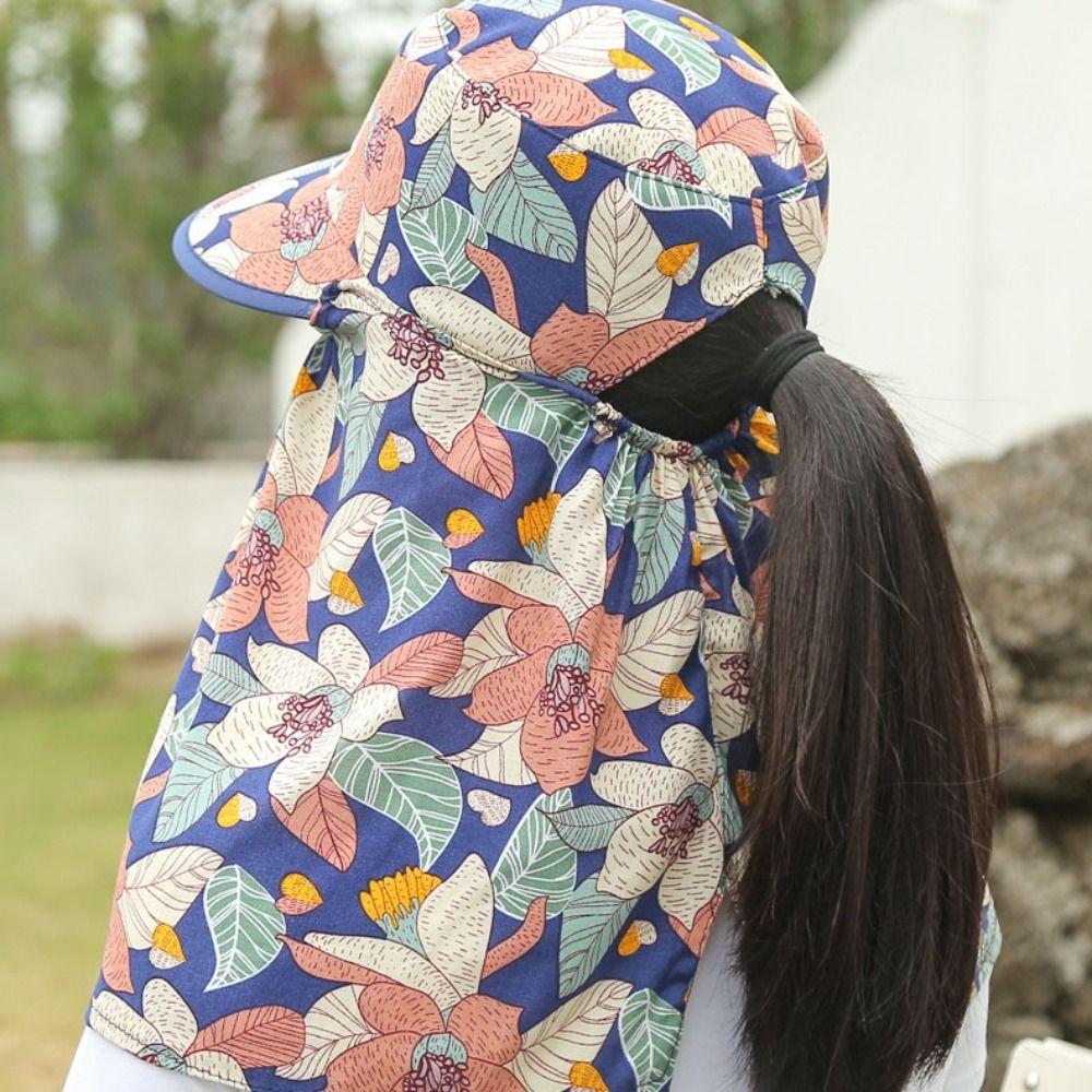 Neckline Mask Cover Face Cap Sun Protection Tea Picking Hat Elegant Women Sun Hat  Summer