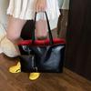 PU Leather Silver Women's Shoulder Bag Simple Design High End Work Commuter Bag Large Capacity Tote Bag with Purse CLE