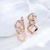 Simple Geometry Design Drop Earrings For Women  Rose Gold Color Natural Zircon Accessories Fashion Daily Fine Jewelry