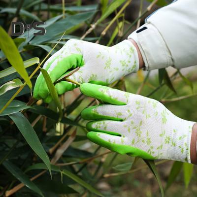 1 pár zahradnických rukavic Vodotěsné latexové rukavice s elastickým zápěstím květinovým potiskem Ochranné rukavice proti bodnutí pro výsadbu Plení Sbírání ovoce