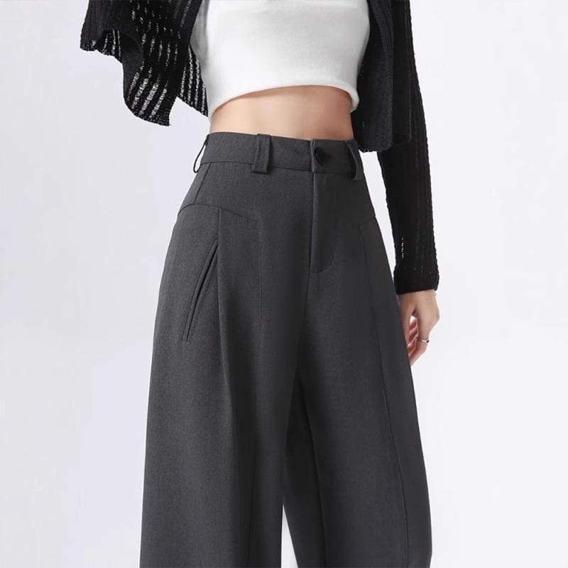 White Suit Pants Women's Spring and Autumn New High Waist Drape Thin Narrow Version Casual High-end Straight Wide-leg Pants