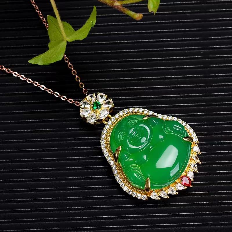 Pendant Maitreya Buddha Smiling Face Buddha Inlaid Buddha Male and Female Necklace