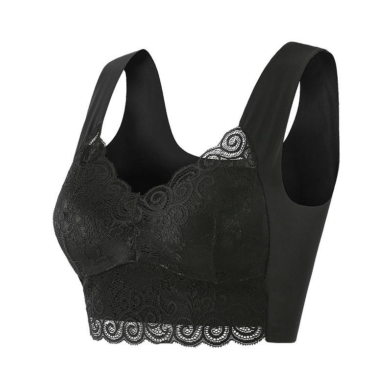Plus Size Lace Sports Bra - Breathable Push-Up, Wire-Free, Side Support for Women