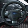 Custom Carbon Fiber Leather Car Steering Wheel Cover For Focus 2 2005-2011 (3-Spoke) Anti-Slip Fix Worn OEM Wheel