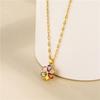 Vintage Bohemia Colorful Zircon Crystal Flower Pendant Stainless Steel Women Necklaces Female Clavicle Chain Jewelry