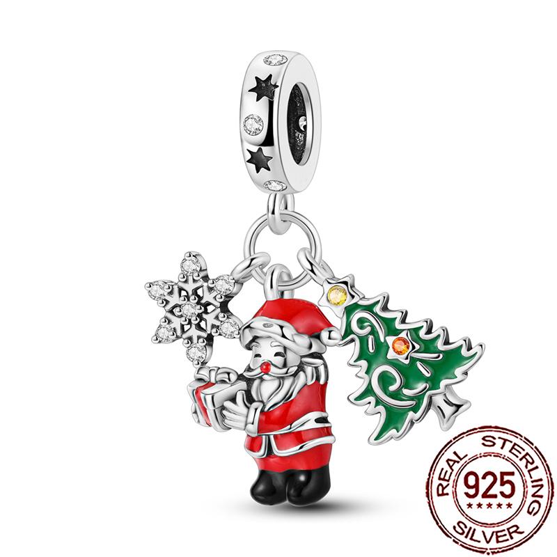 Novos Berloques de Cobre de Natal Papai Noel Berloques para Pulseira Corrente Cobra Colar Feminino Joias Diy