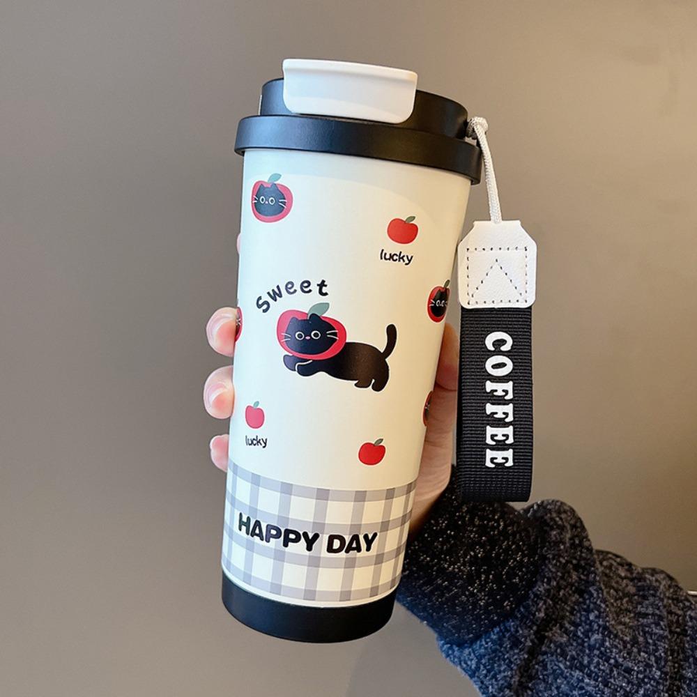 Leak-Proof Stainless Steel Mug Cartoon Pattern Coffee Cup Cute Thermal Mug  Hiking