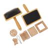 Wool Blending Board Carding Brush Set Wooden Yarn Ruler Density Ruler Angle Meter Brush Chain Set