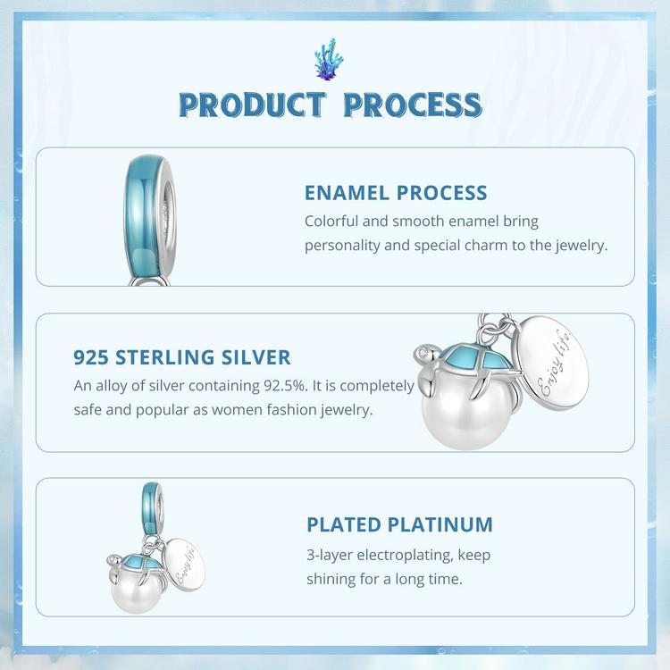 WOSTU Brelocuri din argint 925 scoici de mare margele submarine Pendan crab și alge marine se potrivesc brățară originală bijuterii DIY