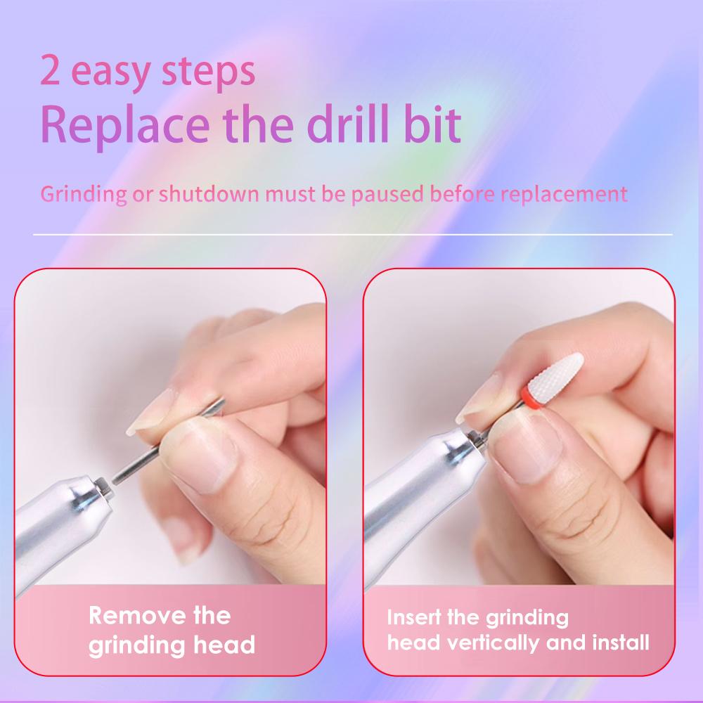 85W Motor Bürstenloser Nagelfräser Leichte Stiftform Nagelbohren 35K Wiederaufladbar E-File 35000 U/min Tragbare Ladestation