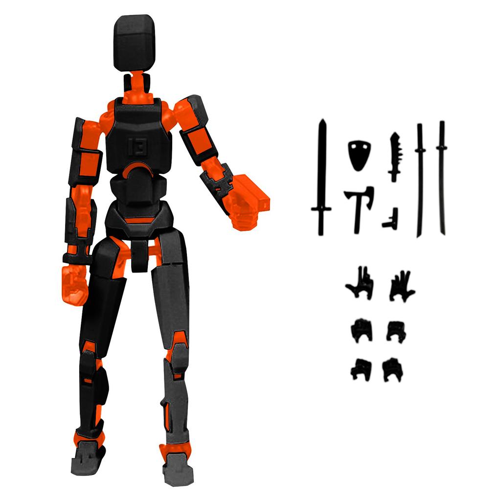 Articulated Action Figure with Interchangeable Parts and Accessories, Durable Red Design for Creative Play and Collecting