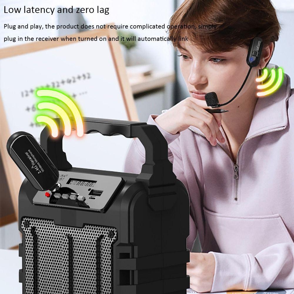 With Transmitter Receiver 2.4G Wireless Microphone Amplifier Voice Speaker  Fitness Trainer
