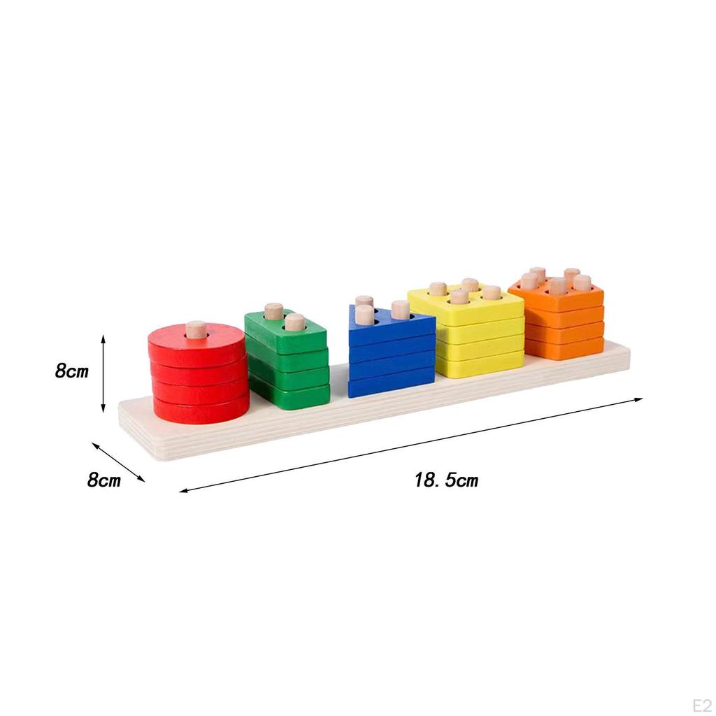Wooden Shape Sorter Color Recognition Blocks Board Game Educational Montessori Matching