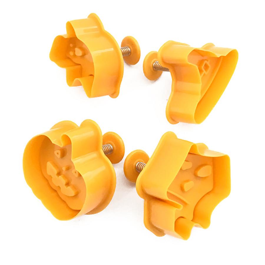 4-piece Halloween Cookie Mold Set, Diy Cake Decoration Baking Mold Set Cookie Fondant Cutting Mold