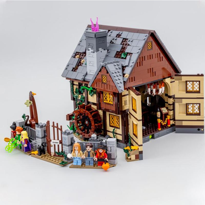 MOC Street View Modell Halloween Hocus Pocused Hexe Sanderson Haus Gebäude Schwesterhaus Bausteine Ziegel Festival Party Geschenke