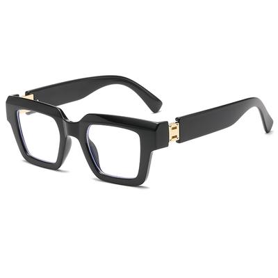 Nowe kwadratowe płaskie lustro proste modne okulary antyniebieskie Opakowanie Kwiatowy wzór tuszem Duża oprawka Okulary Oprawka Damskie