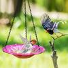 Bird Bath Bowl Flower Weatherproof 8 Inches Feeder Decorative Bird Baths For Lawn Backyard Patio Wildlife Outdoor Yard Balcony