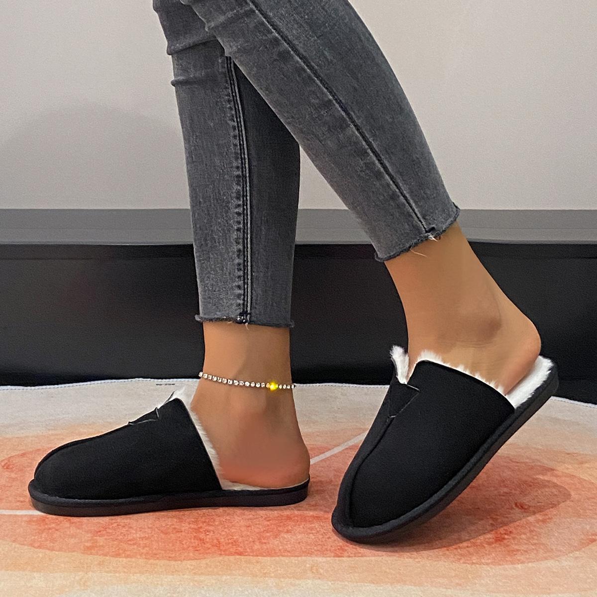 Baotou женские осенне-зимние новые теплые тапочки 36 чёрный 1535₽