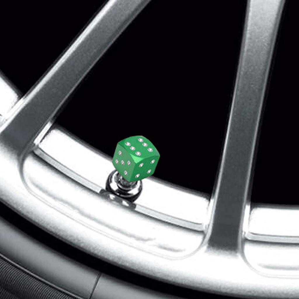 BOROLA New Dice Aluminum Shaved Air Valve Cap Tire Aluminum Anodized Corrosion Prevention for Automobiles, Motorcycles, Set of 5 (Green)