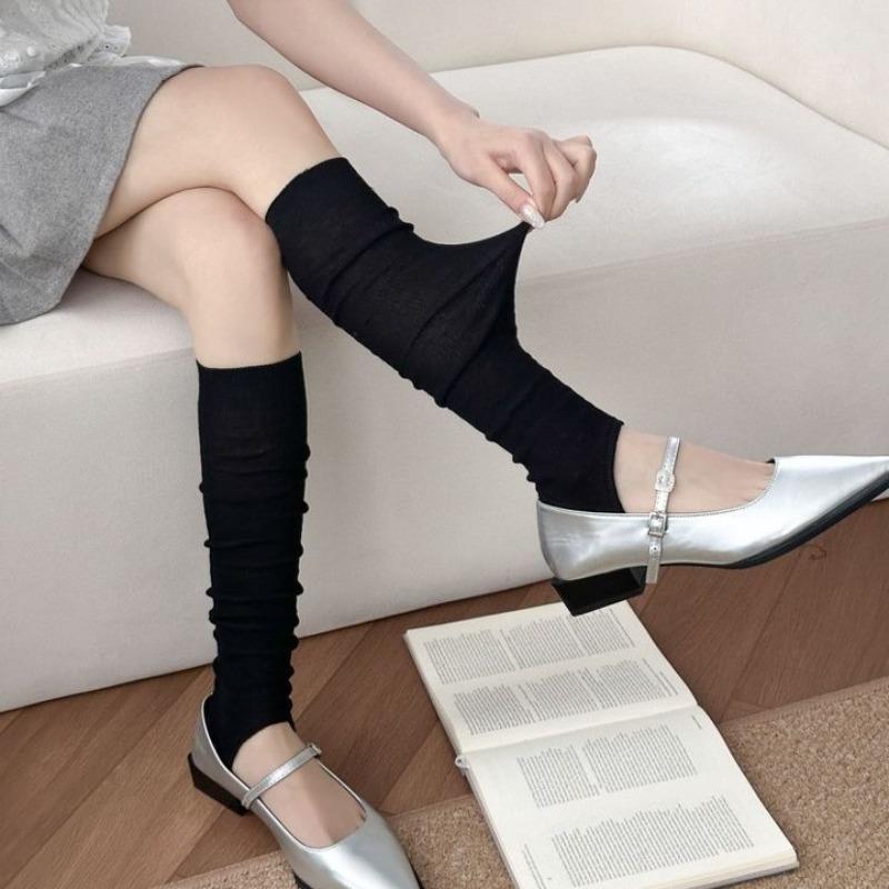 Foot Sock Set for Women in Summer, Lightweight, Breathable, Solid Color, Vertical Stripes, Slimming Effect, Versatile and Suitable for All Occasions.