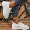 Fashion White Round Toe Sneaker Women Spring Autumn 2025 Lace-Up Walking Shoes Woman Daily Platform Female Sports Shoes