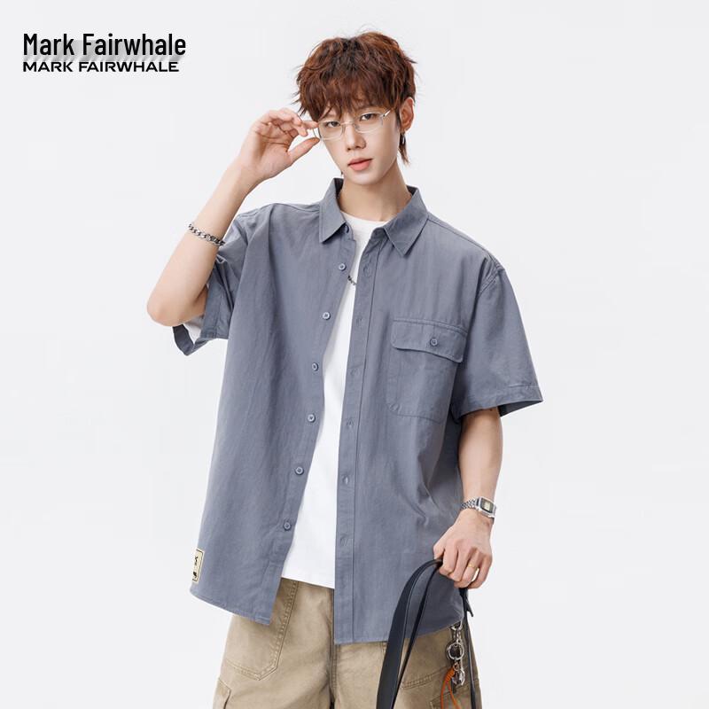 MARK FAIRWHALE Men s Pure Cotton Loose Fit Short Sleeve Shirt Jacket 4XL