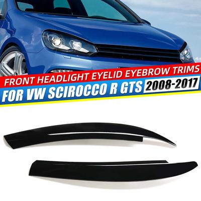 2x Front Headlights Eyebrow Eyelids Trim Stickers Cover For VW For VOLKSWAGEN Scirocco R GTS 2008-2017 Headlamp Eyebrow Decor