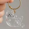 Creative Transparent Cat Hair Capsules Storage Box Stretching Cat Commemorative Keychain Pendant Decorated Accessories