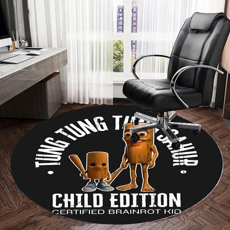 1pc Tung Tung Saur Child Edition Certified Brainrot Round Carpet, Made of Polyester,Perfect for Decorating Office Chairs, Living Rooms Fplt613