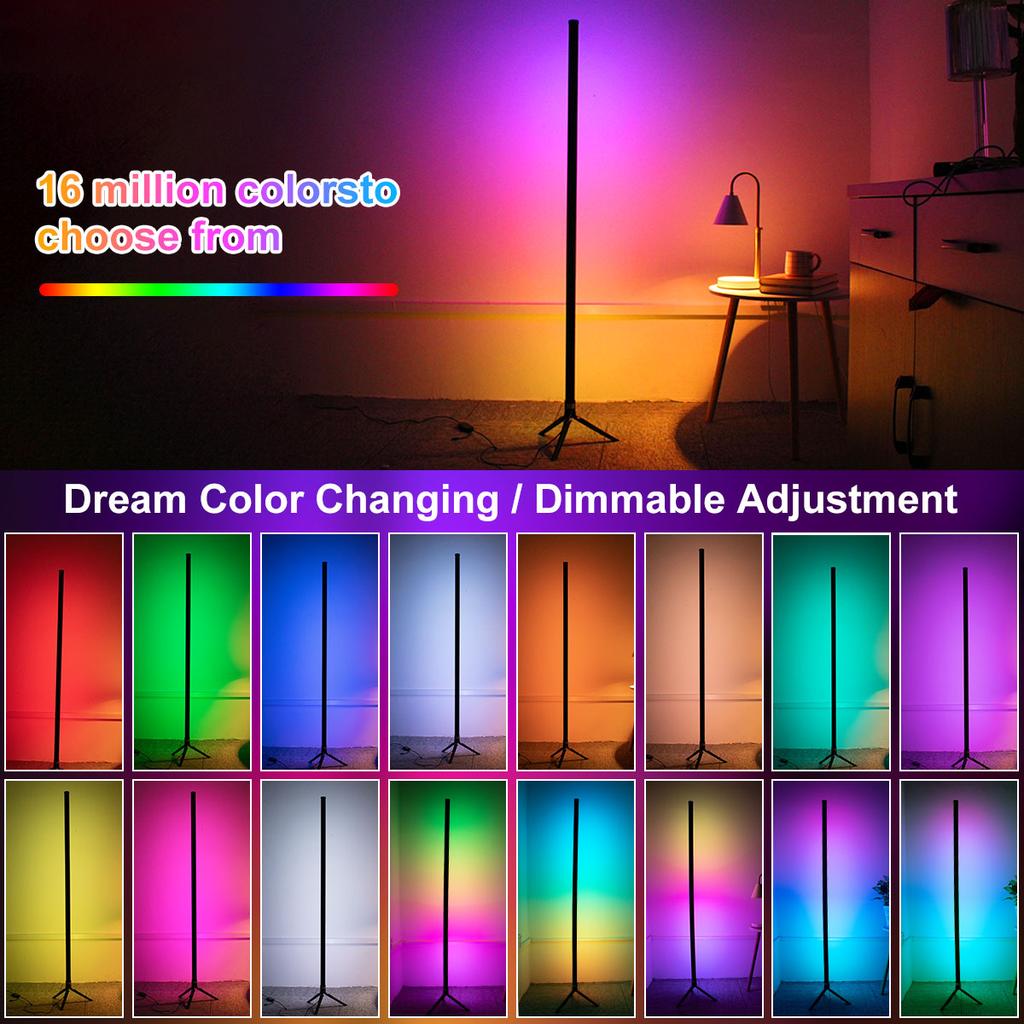 Nordic 120cm Dimmable Standing LED Bar Light Corner Tuya Smart Floor Lamp for Bedroom RGB Mood Lighting Gaming Living Room Decor