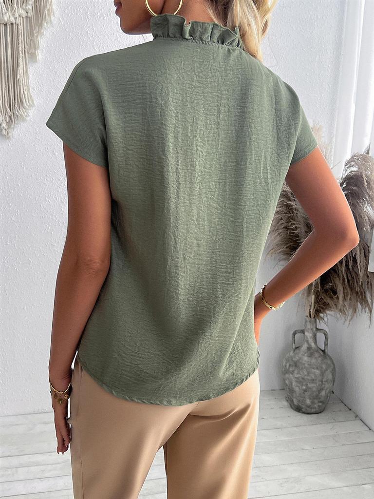 Camicetta da Donna Kai Kuo Casual con Volant a Manica Corta - Collezione Primavera/Estate 2025