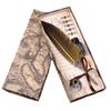 Without Ink Calligraphy Feather Dip Quill Pen with 5 Replacement Nibs Carved Base Quill Pen Set Retro Style Multiple Colors