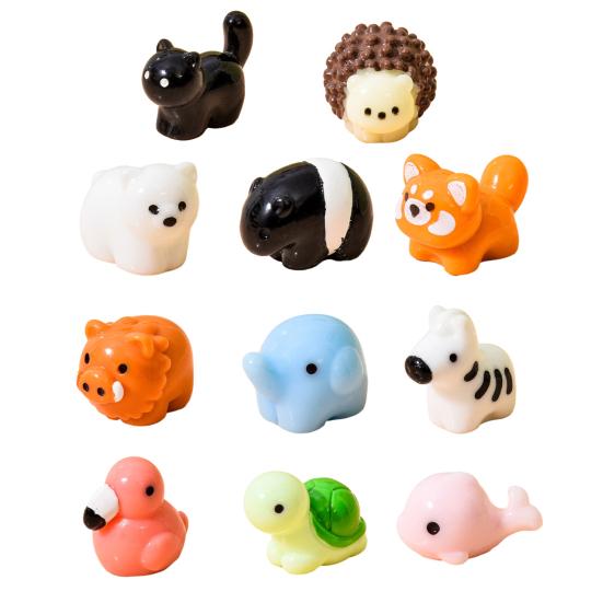 Mini Resin Animals Figurines Cute Tiny Cat Bear Elephant Turtle Dolphin Miniature Statue for Micro Fairy Garden Landscape Dollhouse Accessories