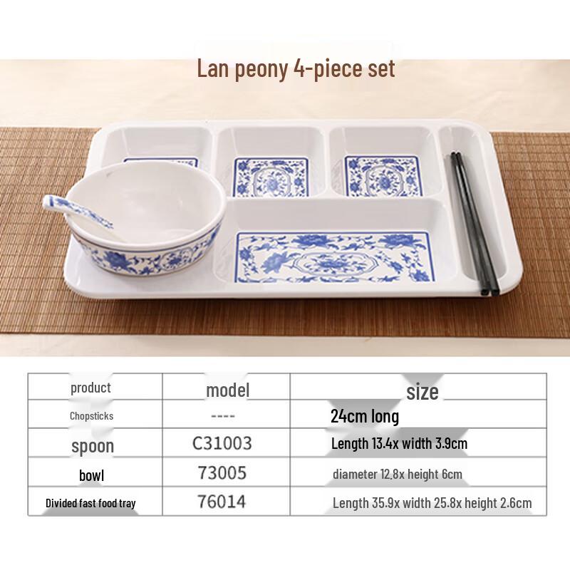 Melamine Partitioned Fast Food Plate Set