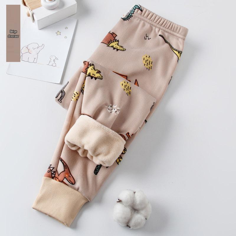 Kids' Fleece-Lined Winter Pants - Thick Base Layer for Boys & Girls, Cozy Sleepwear, Ankle-Cuff Design