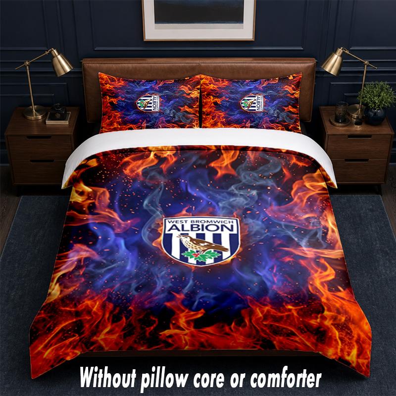West Bromwich Albion Football Design Set Biancheria da Letto 1 Copripiumino + 2 Federe Morbido Traspirante Biancheria da Letto per la Casa