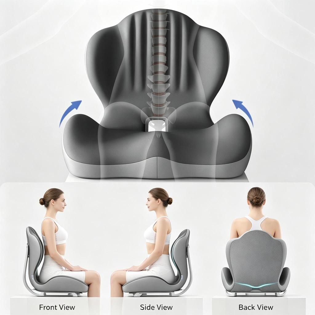 Memory Foam Integrated Seat & Back Cushion,Ergonomic Waist Support Chair Cushion For Office Home Car Long Sitting