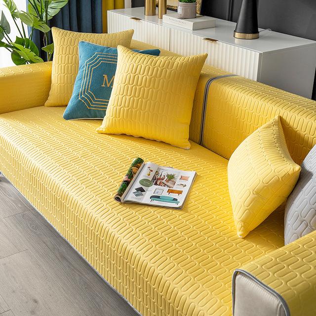 

Латексный чехол для дивана из ледяного шелка, летнее прохладное ощущение, сплошной цвет, нескользящая подушка для дивана, полотенце для гостиной, четыре сезона, универсальное 70x120cm 1pcs жёлтый