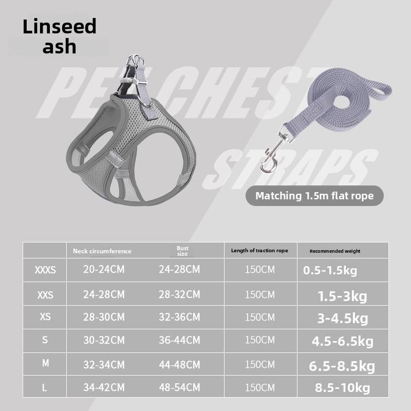 Pet Leash, Vest Breathable Dog Shoulder Strap, Reflective Dog Leash, Cat Leash