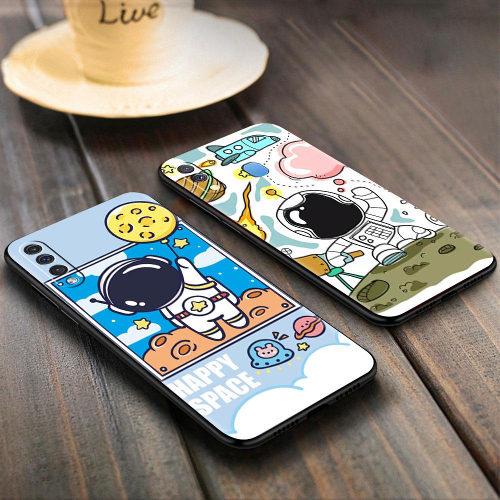 Soft Case For Samsung Galaxy Note 20 Ultra 10 Plus Lite A50 A70 A20 A40 A20e 9 8 A60 A10e Phone Cover Cartoon Cool Astronaut Sac