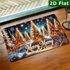 Rectangular Doormat 1pc, Merry Christmas Night Scene, Welcome Doormat, Non-slip Easy To Clean Entrance Rug, Perfect for Kitchen/bathroom/porch/living