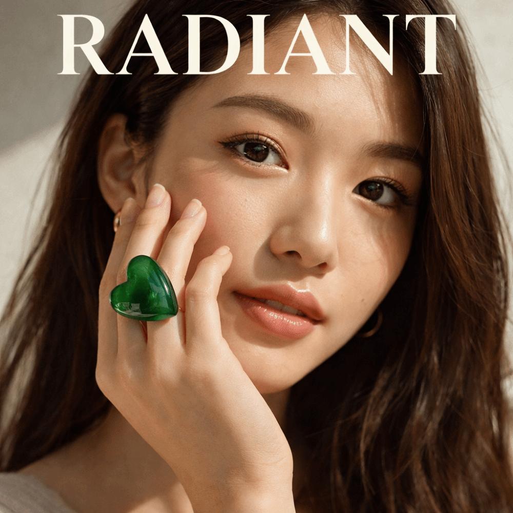Niche Design heart Resin Ring Personality Adjustable Ring Fashion Open Mouth Ring  Men/Women